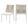 Maklaine Contemporary Cream Rope Fabric Outdoor Patio Dining Side Chair