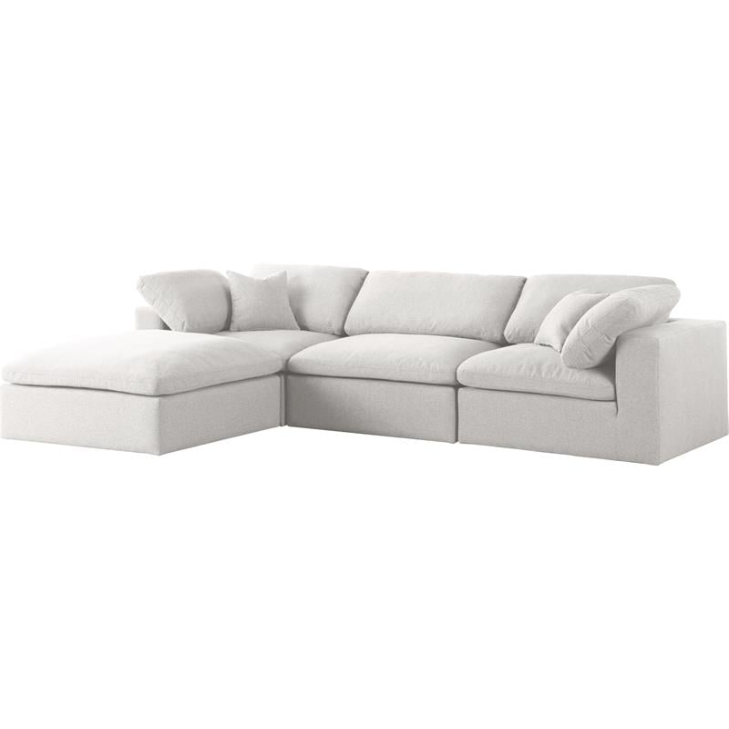 Maklaine Contemporary Cream Durable Linen Fabric Modular Sectional