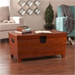 Maklaine Transitional Wood and Metal Cocktail Table Trunk in Brown