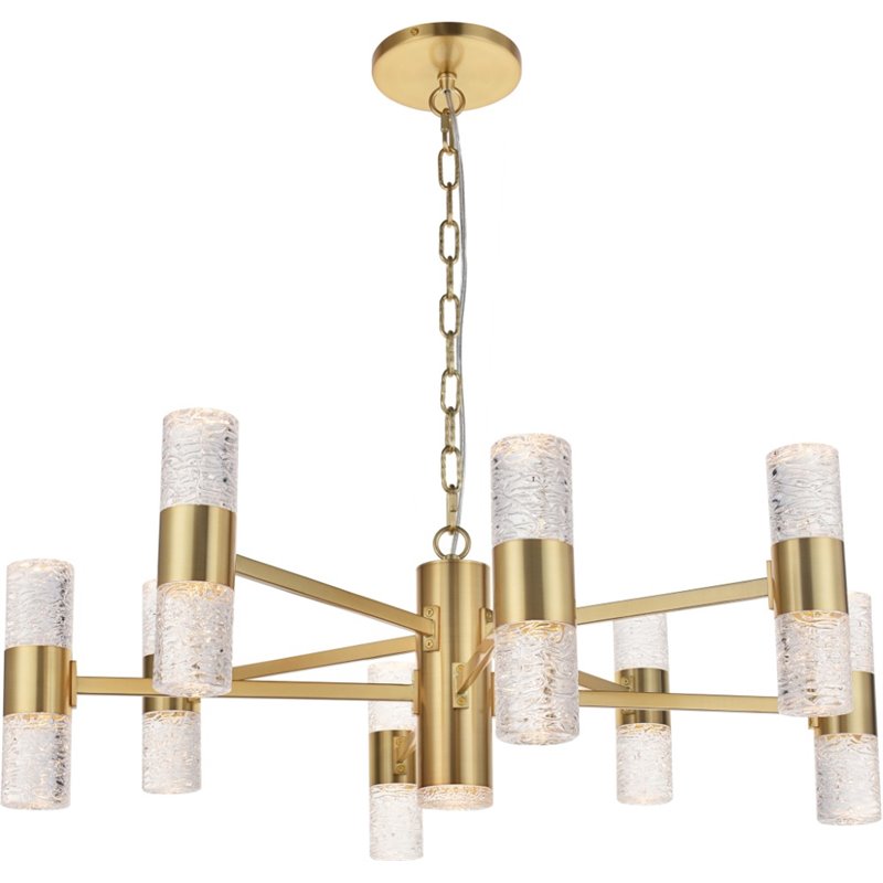 Maklaine Contemporary 2 Tier 17 Light Clear LED Chandelier in Gold