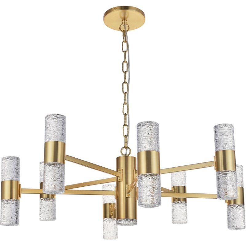 Maklaine Contemporary 2 Tier 17 Light Clear LED Chandelier in Gold