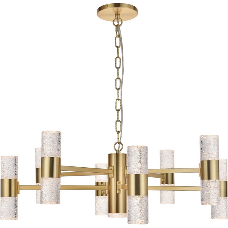 Maklaine Contemporary 2 Tier 17 Light Clear LED Chandelier in Gold