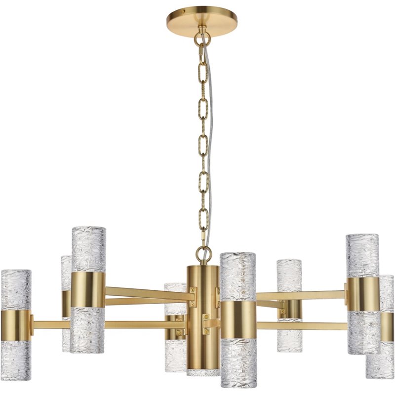 Maklaine Contemporary 2 Tier 17 Light Clear LED Chandelier in Gold