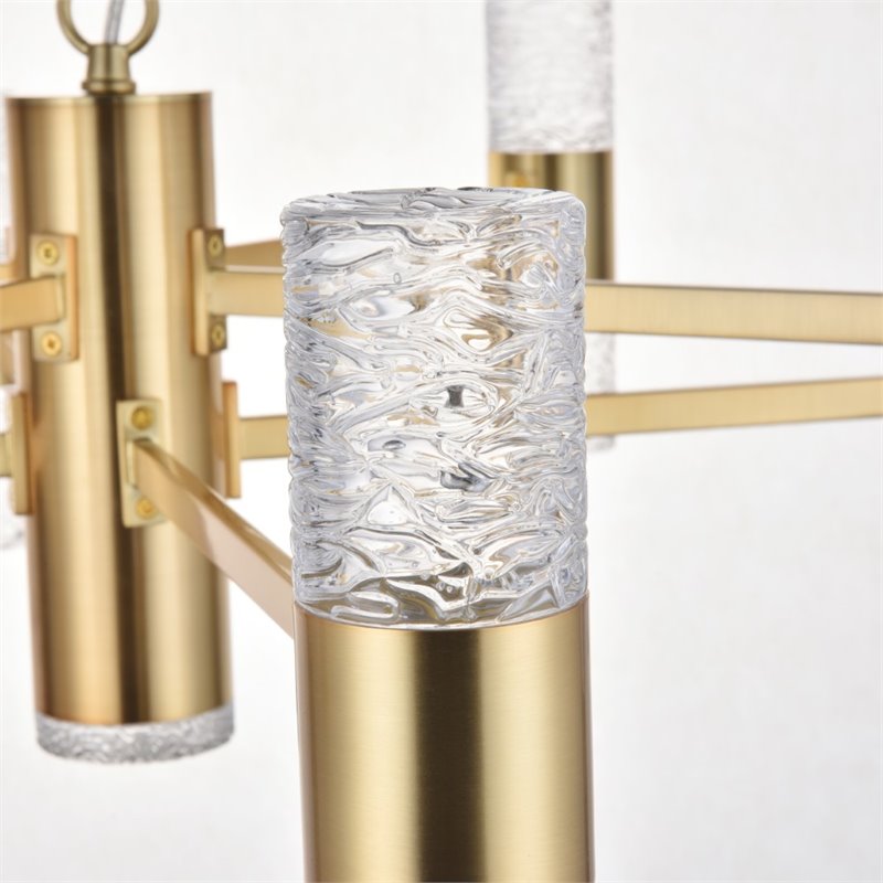 Maklaine Contemporary 2 Tier 17 Light Clear LED Chandelier in Gold