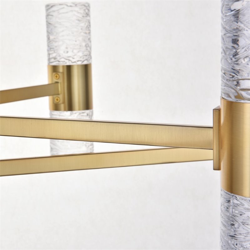 Maklaine Contemporary 2 Tier 17 Light Clear LED Chandelier in Gold
