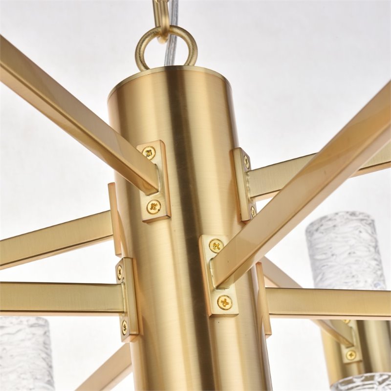 Maklaine Contemporary 2 Tier 17 Light Clear LED Chandelier in Gold