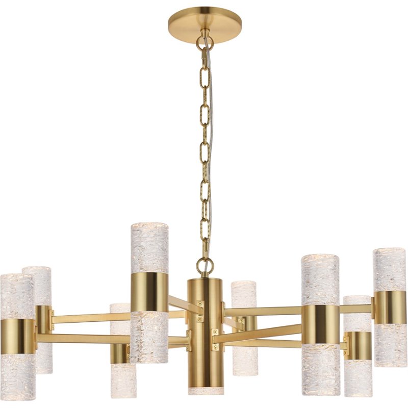 Maklaine Contemporary 2 Tier 17 Light Clear LED Chandelier in Gold
