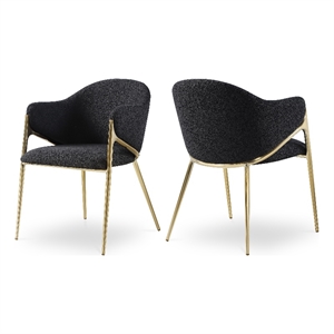 Maklaine Modern / Contemporary Black Fabric Dining Chair (Set of 2)