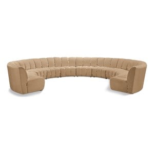Maklaine Modern / Contemporary Camel Velvet 10pc. Modular Sectional