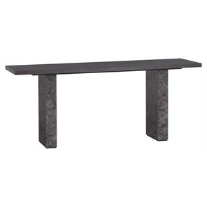 Maklaine 71&quot Modern Wood Console Table in Gray Marble/Charcoal Gray
