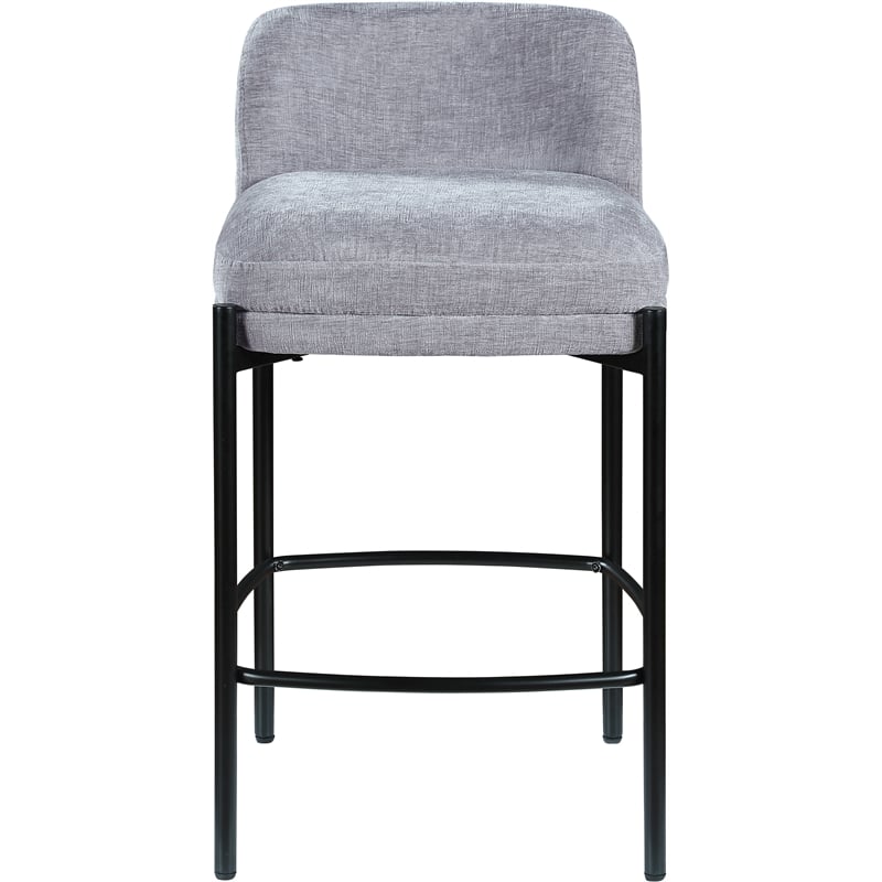 Maklaine Chenille Grey Stool Set Contemporary 17.5