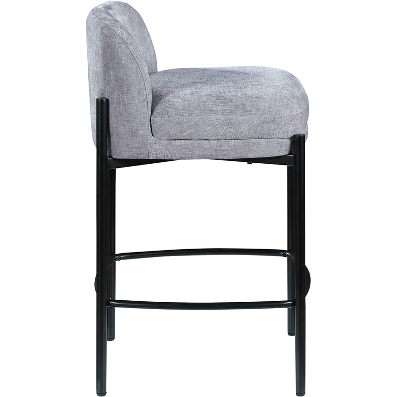 Maklaine Chenille Grey Stool Set Contemporary 17.5