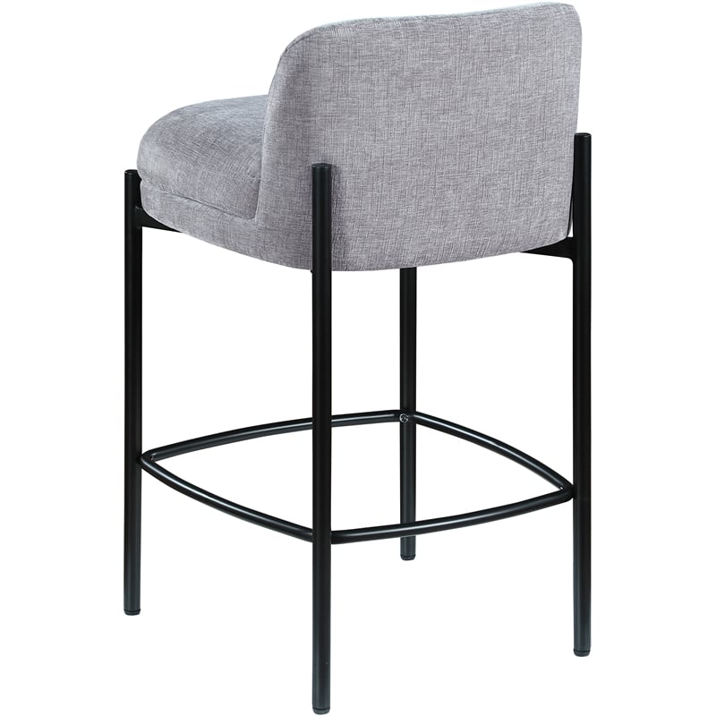 Maklaine Chenille Grey Stool Set Contemporary 17.5