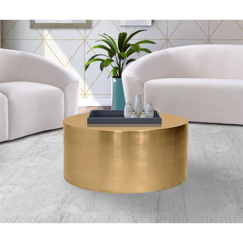 Maklaine Modern / Contemporary Round Brushed Gold Metal Coffee Table