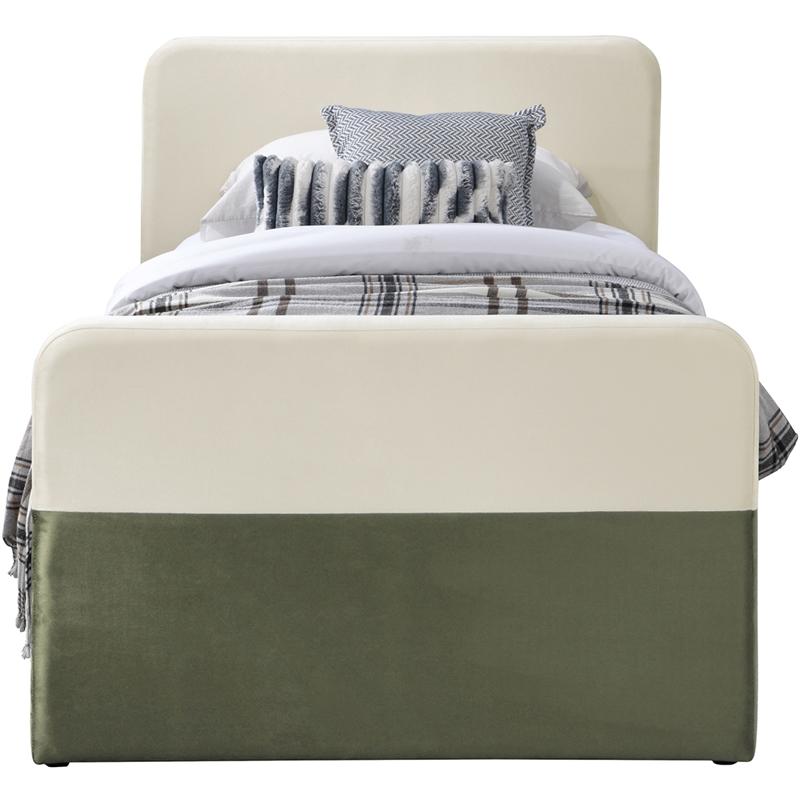 Maklaine Modern / Contemporary Olive Velvet Twin Trundle/Storage Bed