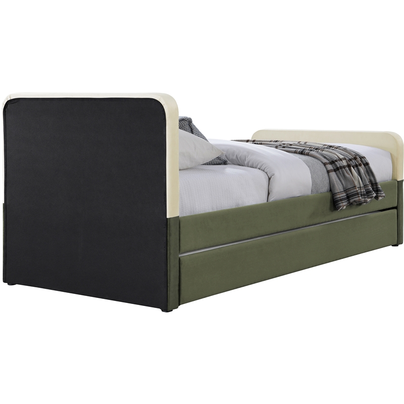 Maklaine Modern / Contemporary Olive Velvet Twin Trundle/Storage Bed