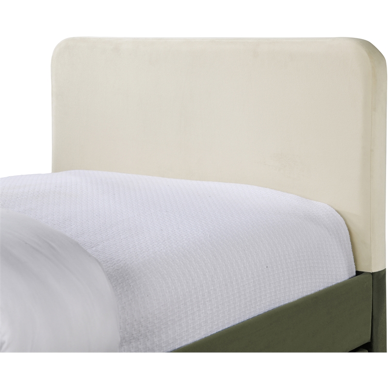 Maklaine Modern / Contemporary Olive Velvet Twin Trundle/Storage Bed