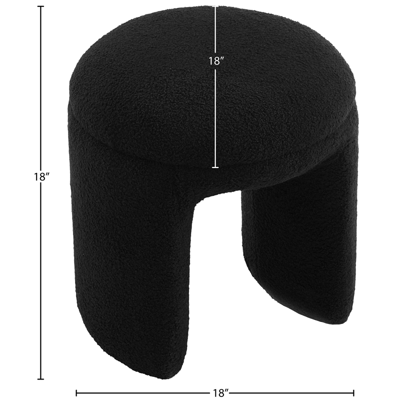 Maklaine Contemporary Black Faux Shearling Teddy Fabric Ottoman/Stool