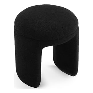 Maklaine Contemporary Black Faux Shearling Teddy Fabric Ottoman/Stool