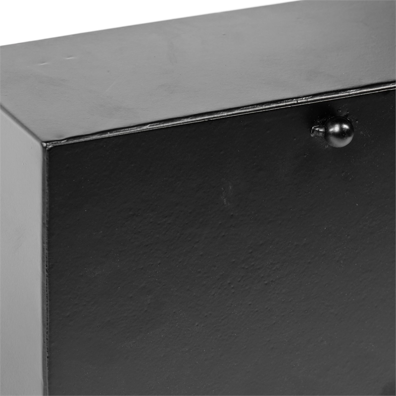 Maklaine Contemporary Black Metal Rectangular Vintage Styled Table Clock