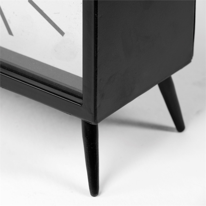Maklaine Contemporary Black Metal Rectangular Vintage Styled Table Clock