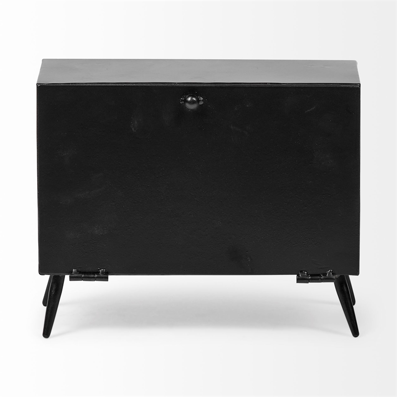 Maklaine Contemporary Black Metal Rectangular Vintage Styled Table Clock