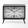 Maklaine Contemporary Black Metal Rectangular Vintage Styled Table Clock