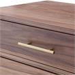 Maklaine Contemporary 3-Drawer Nightstand with Metal Base in Walnut/Gold