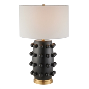 Maklaine Ceramic Matte Black Table Lamp Round Modern 25.5&quot Unassembled