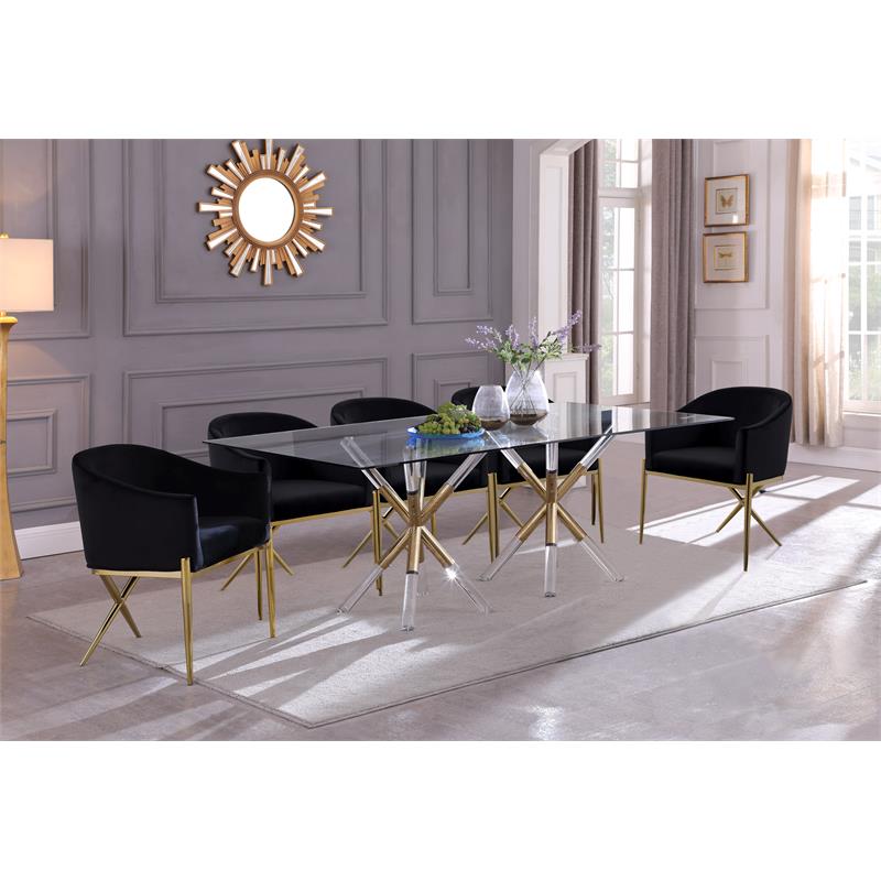 Maklaine Tempered Glass Clear Dining Table Rectangular Contemporary 84