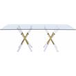 Maklaine Tempered Glass Clear Dining Table Rectangular Contemporary 84