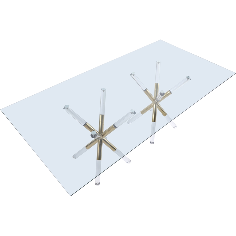 Maklaine Tempered Glass Clear Dining Table Rectangular Contemporary 84