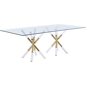 Maklaine Tempered Glass Clear Dining Table Rectangular Contemporary 84&quot Unassembled