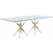Maklaine Tempered Glass Clear Dining Table Rectangular Contemporary 84