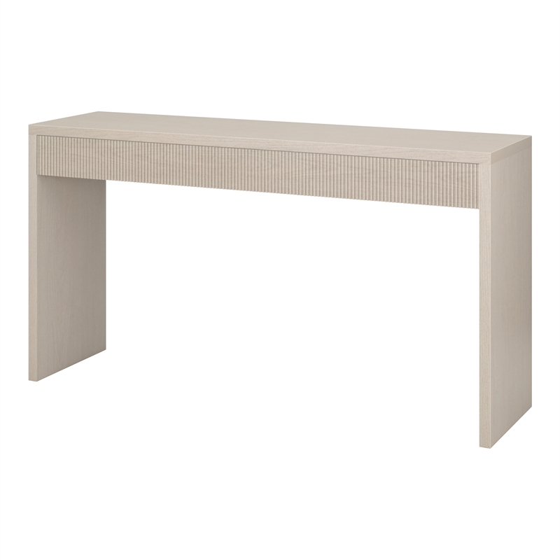 Maklaine Engineered Wood Alder White Console Table Rectangular Easy Assembly 55
