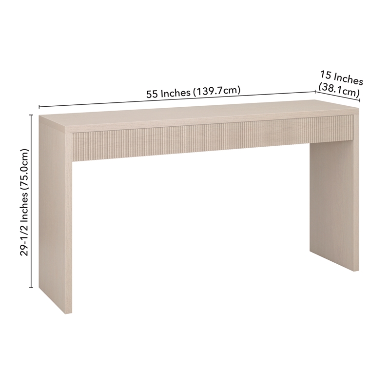 Maklaine Engineered Wood Alder White Console Table Rectangular Easy Assembly 55