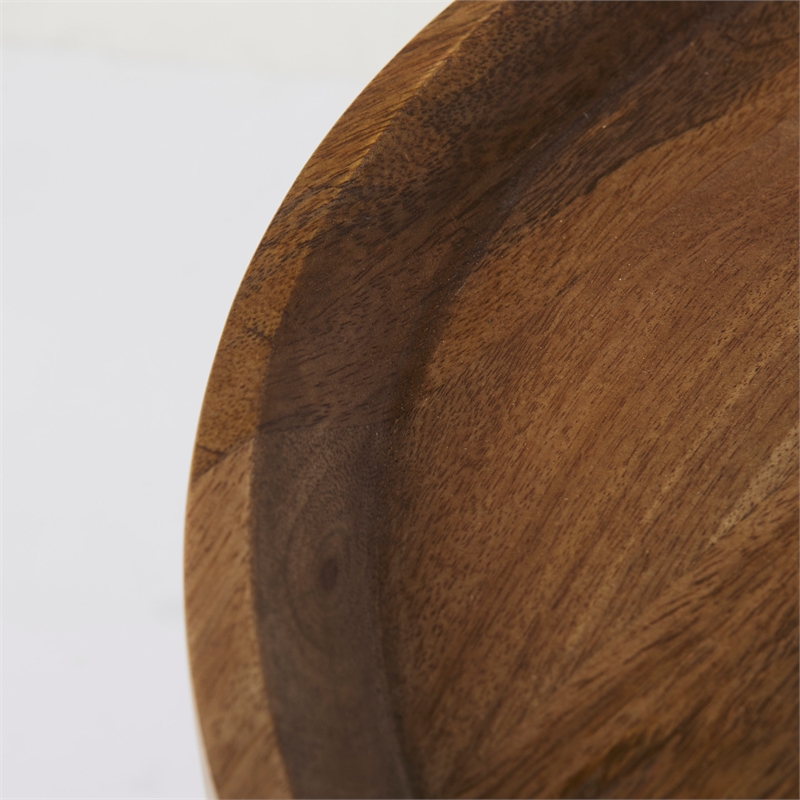 Maklaine 22.5L x 22.5W x 20.8H Brown Wood & Black Metal Base Nesting Side Tables