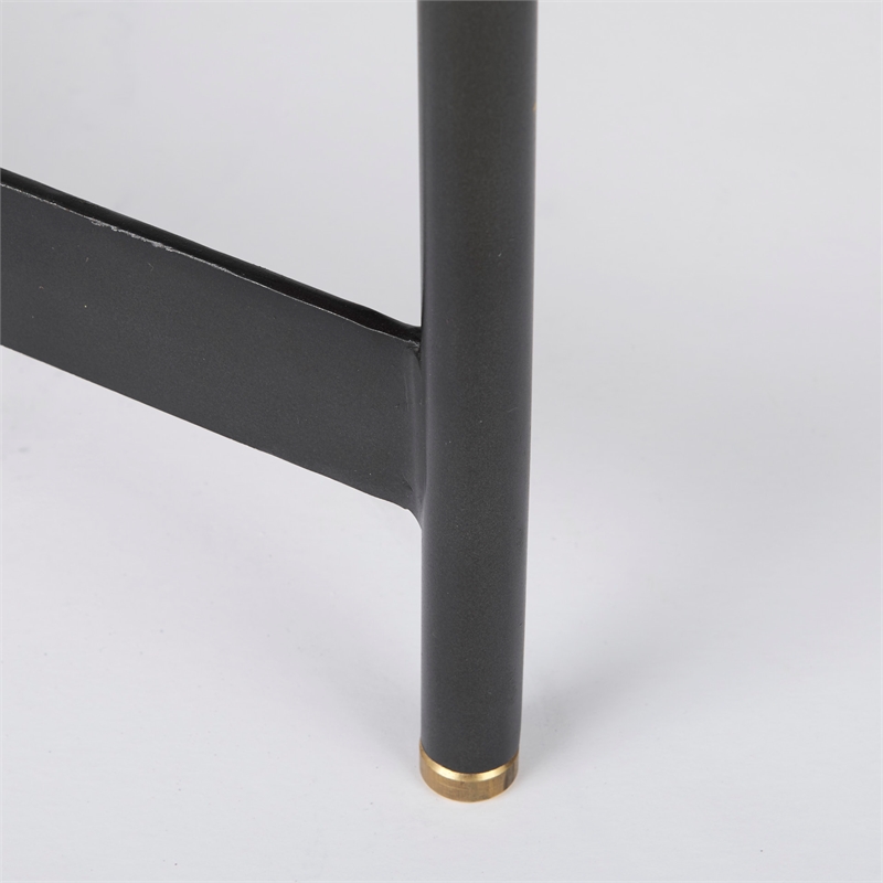 Maklaine 22.5L x 22.5W x 20.8H Brown Wood & Black Metal Base Nesting Side Tables