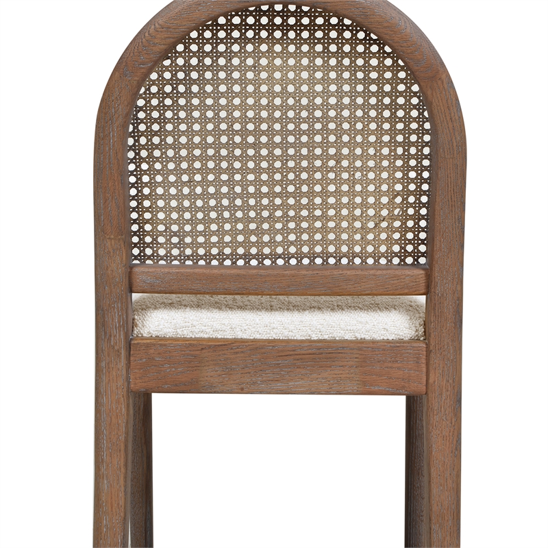 Maklaine Oak Ivory White Counter Stool Rectangular Cane Back 18
