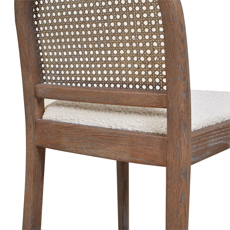 Maklaine Oak Ivory White Counter Stool Rectangular Cane Back 18