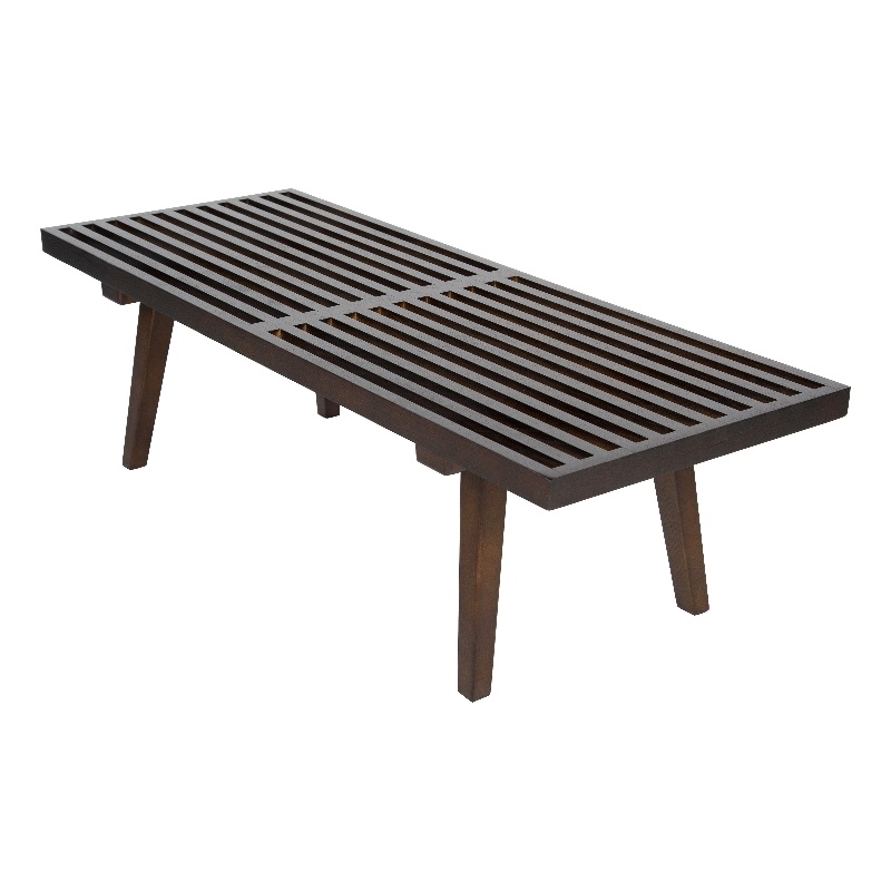 Maklaine Mid-Century Inwood Platform Bench in Dark Walnut - 4 Feet
