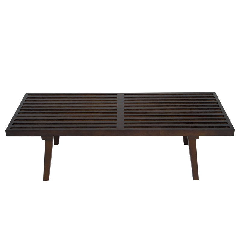 Maklaine Mid-Century Inwood Platform Bench in Dark Walnut - 4 Feet