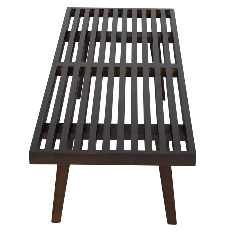 Maklaine Mid-Century Inwood Platform Bench in Dark Walnut - 4 Feet