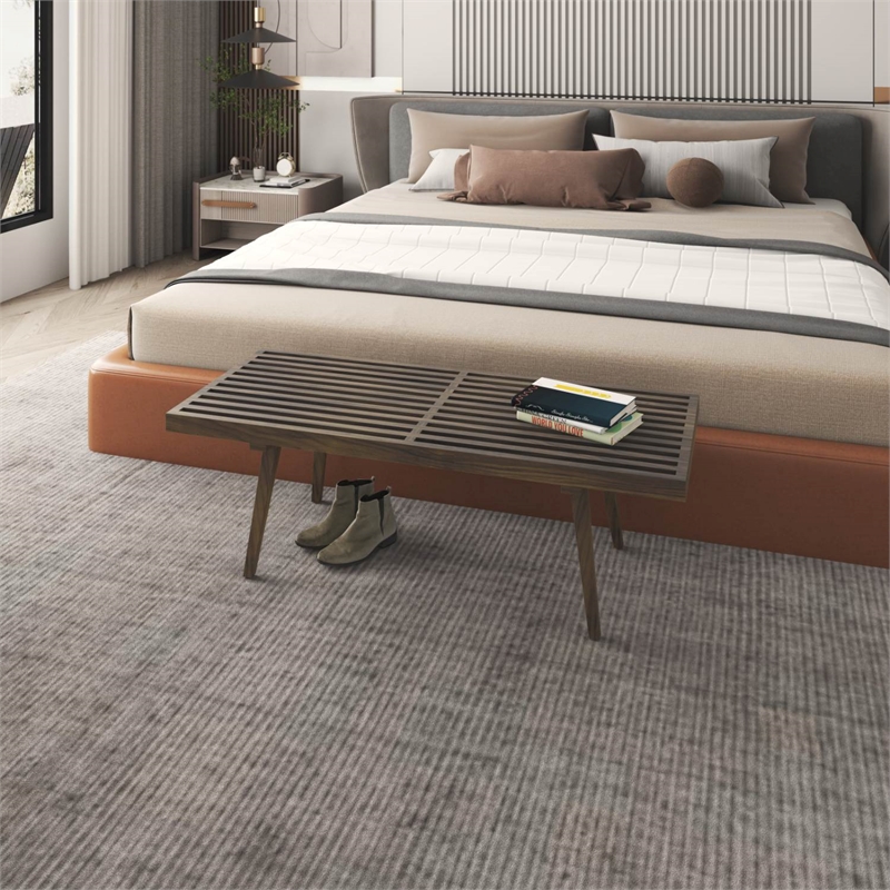 Maklaine Mid-Century Inwood Platform Bench in Dark Walnut - 4 Feet