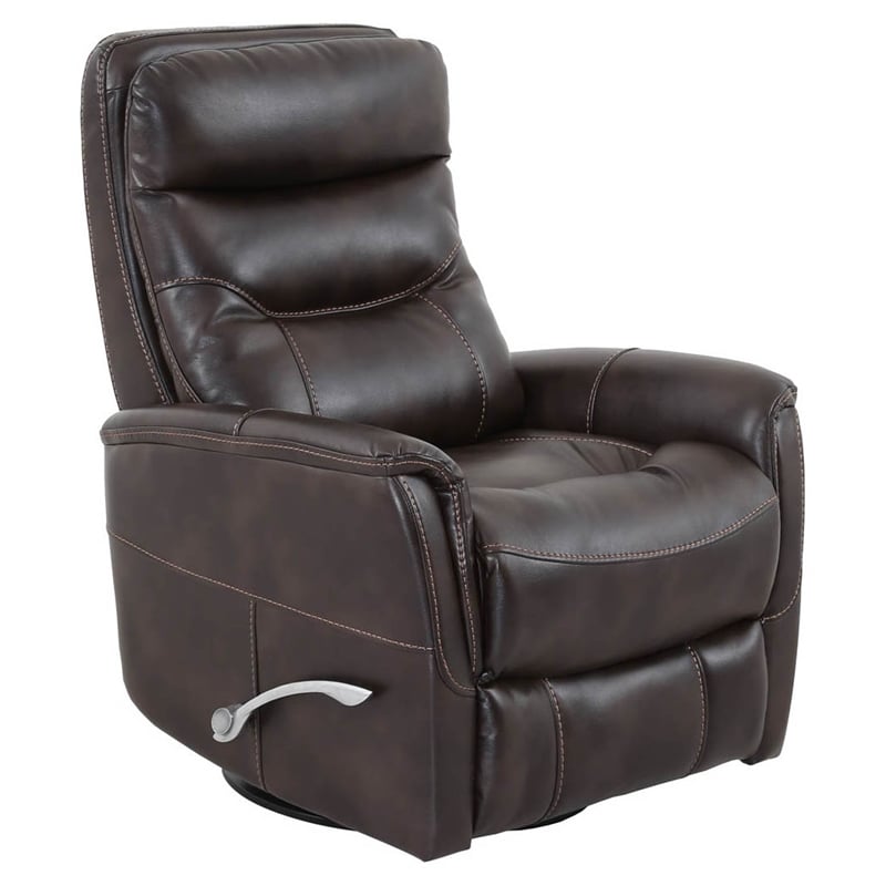 Maklaine Polyester/PU Manual Swivel Glider Recliner in Truffle Brown