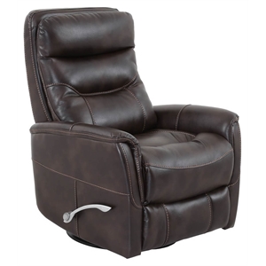 Maklaine Polyester/PU Manual Swivel Glider Recliner in Truffle Brown