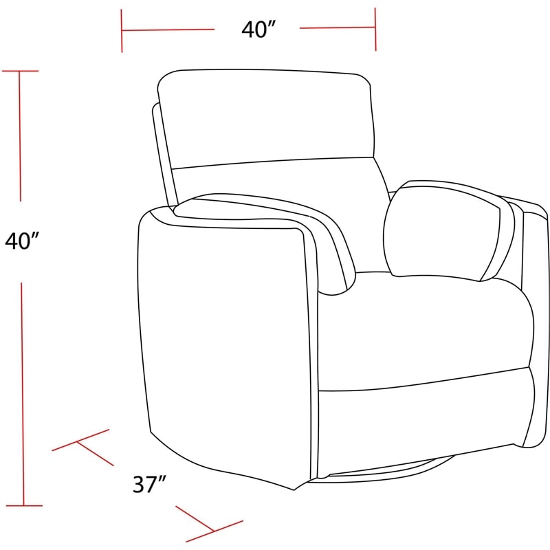 Maklaine Modern Fabric Swivel Glider Recliner in Gray Finish