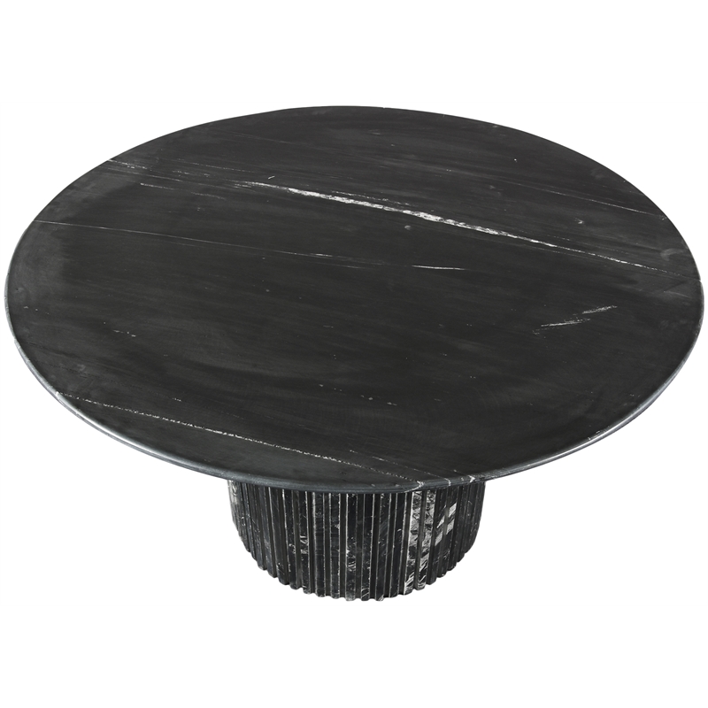 Maklaine Contemporary Black Marble with White Veining Dining Table