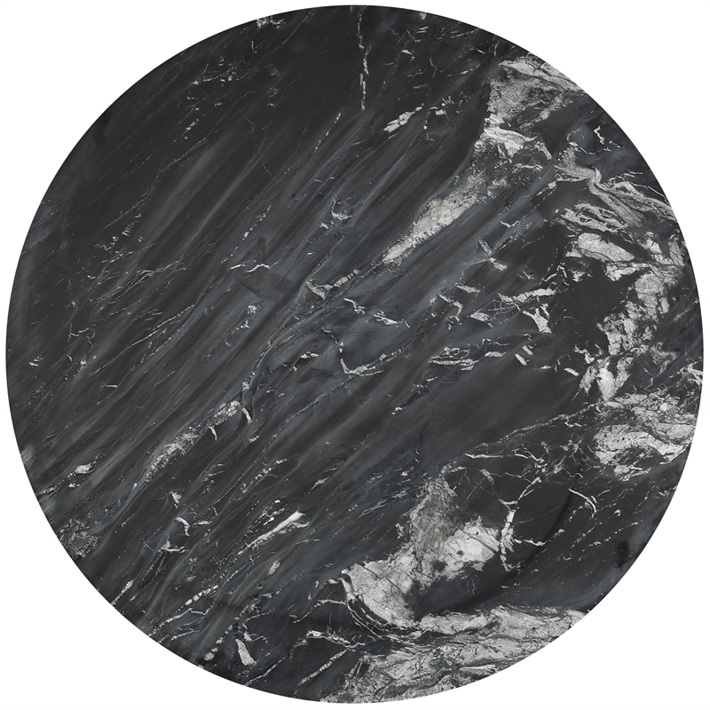 Maklaine Contemporary Black Marble with White Veining Dining Table