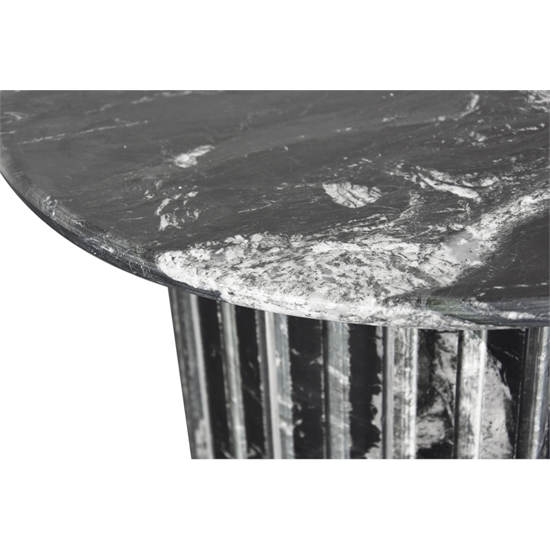 Maklaine Contemporary Black Marble with White Veining Dining Table